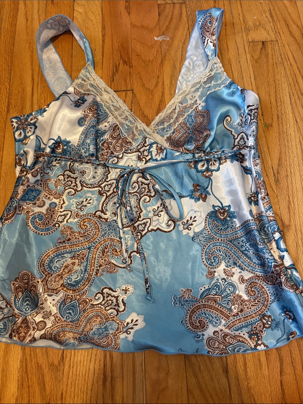 Y2k Self Esteem Light Blue Paisley Camisole Tank top in size medium